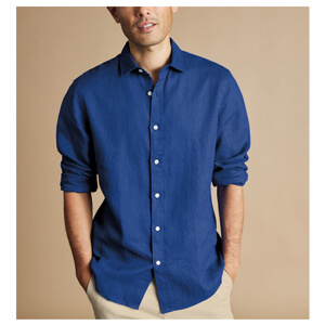 Charles Tyrwhitt Pure Linen Shirt - Royal Blue
